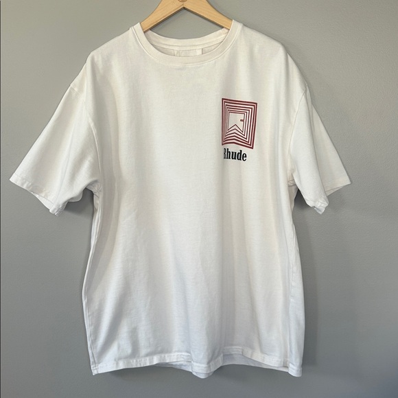 NWT Rhude Chevron Logo Repeat T-Shirt Size Large Vintage White - Picture 2 of 10